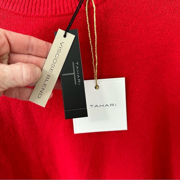 NWT Tahari Paris Red High/Low Hem Crewneck Sweater Size XS - Picture 3 of 12